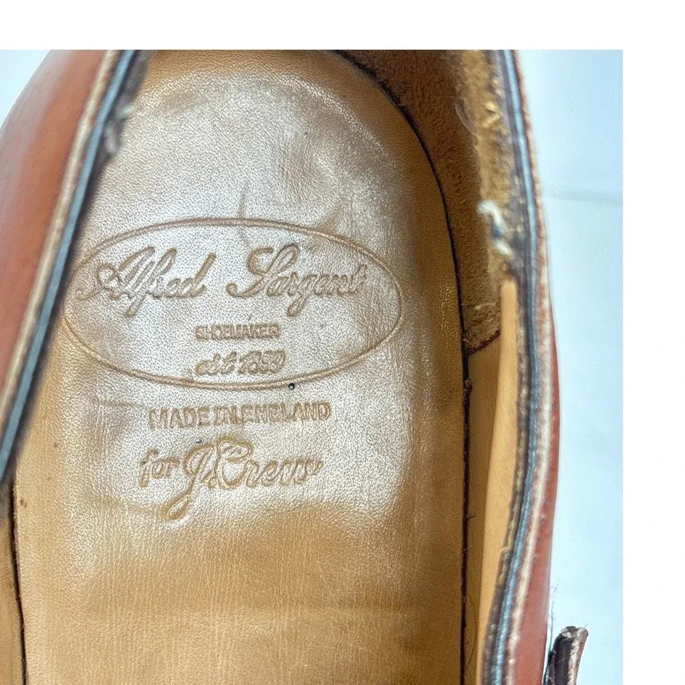 Alfred Sargent J Crew Monk Strap Shoes Walnut Brown Leather ENGLAND Classic 11.5